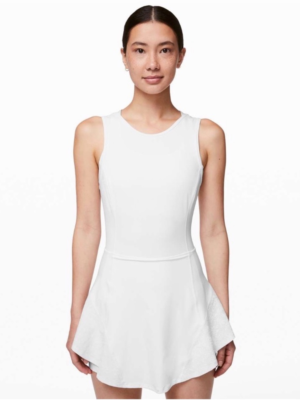 Lululemon Serene Stride Dress White Size 12 Built-In Shorts Athletic Dress